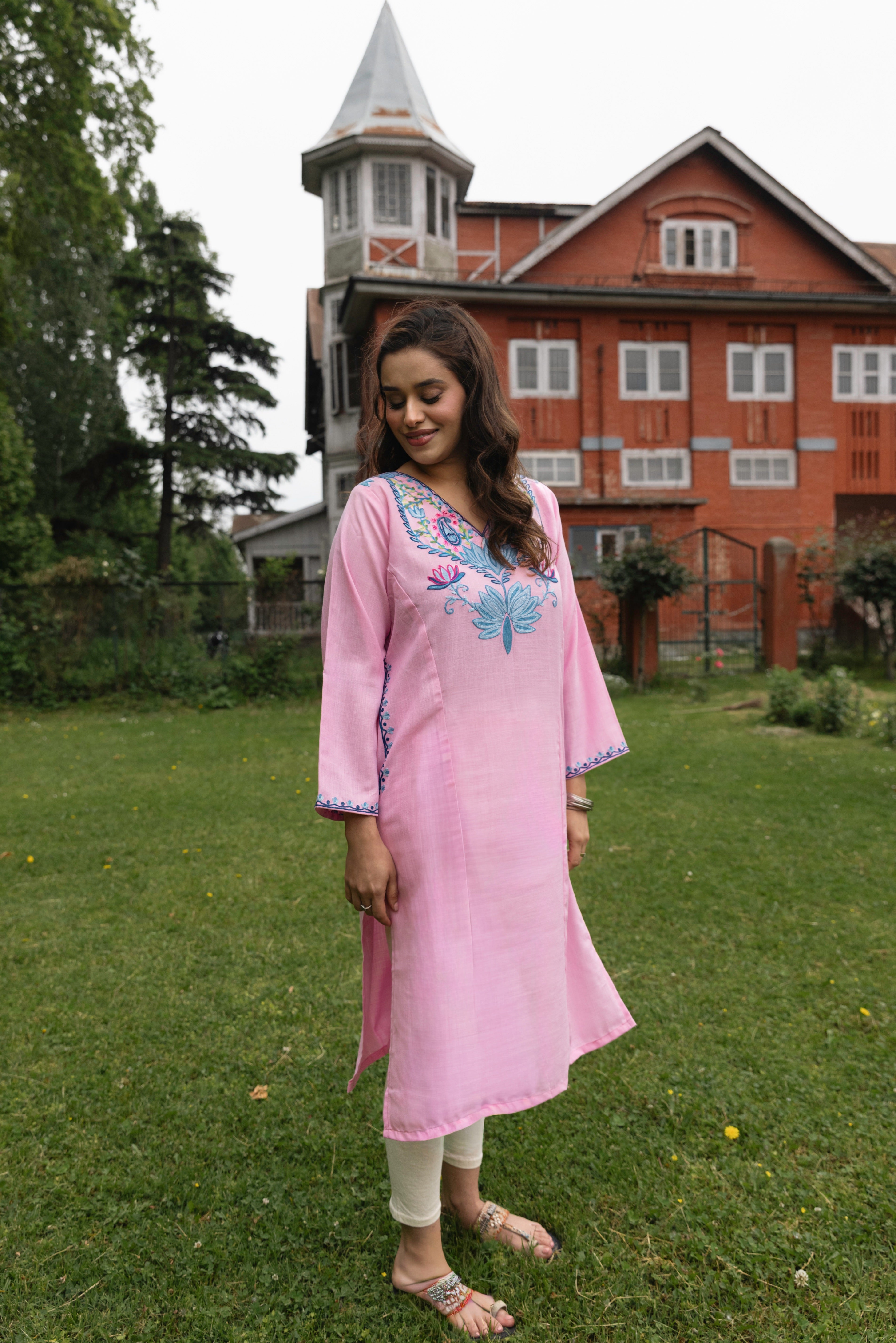 Powder Pink Cotton Pheran