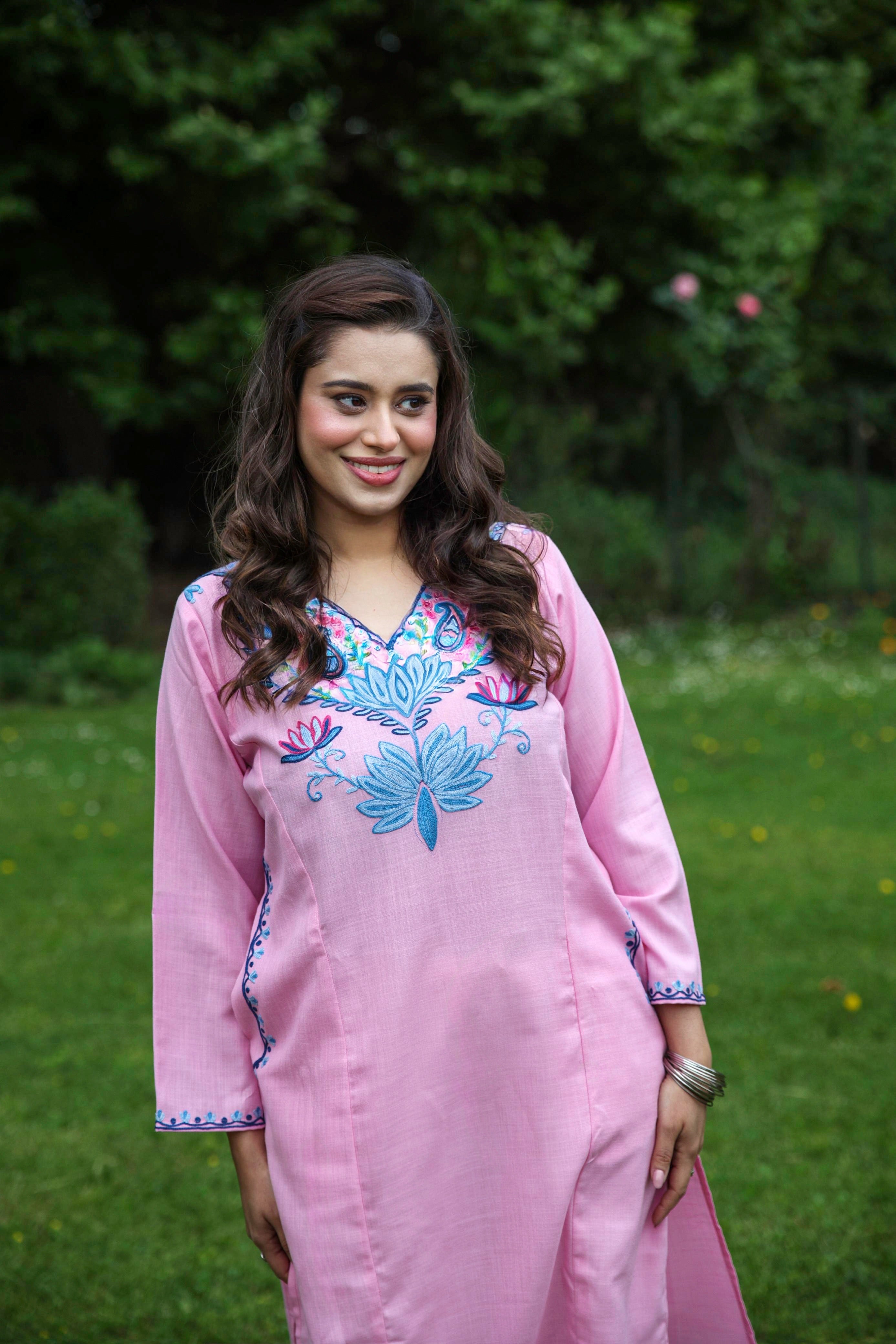 Powder Pink Cotton Pheran