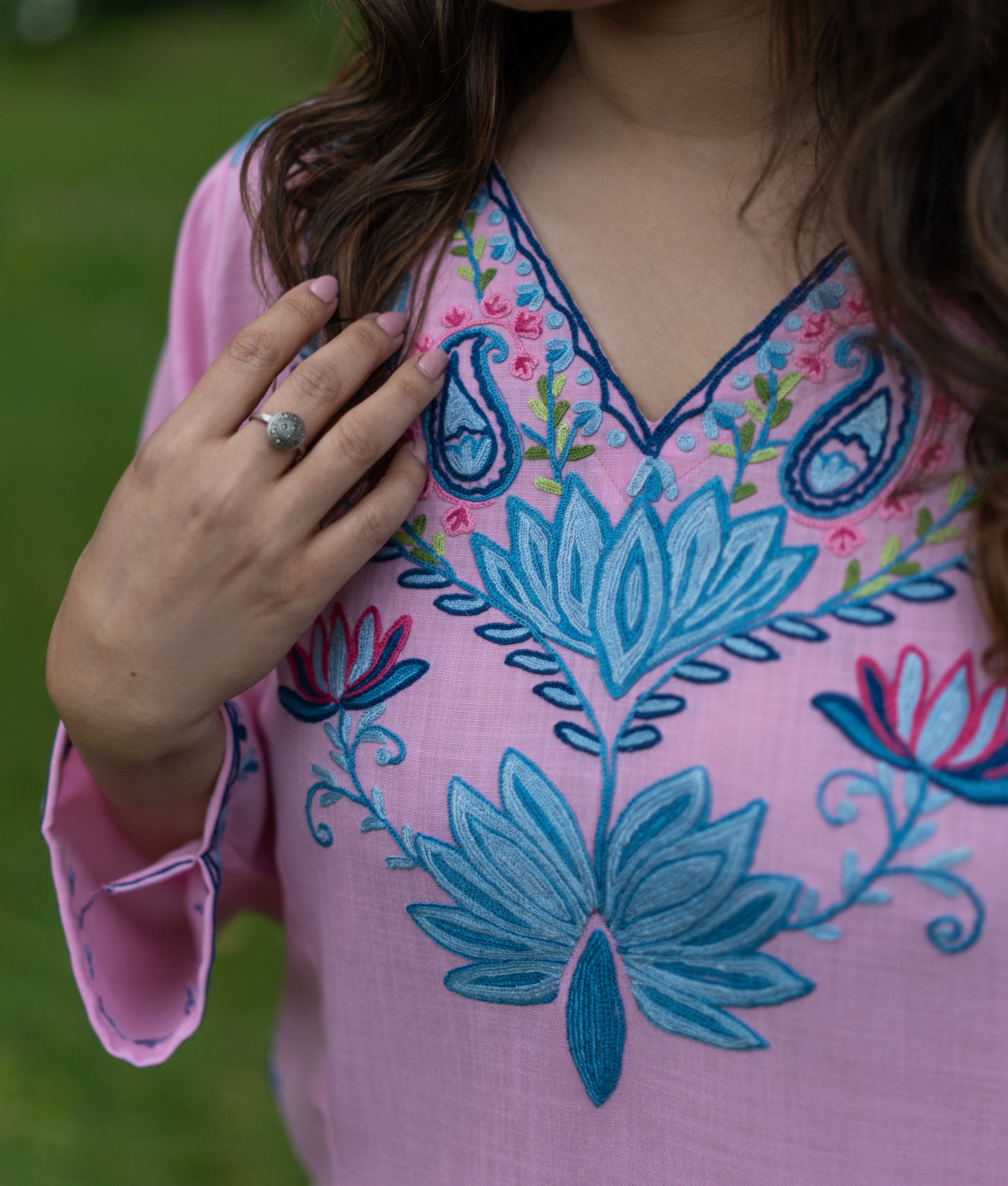Powder Pink Cotton Pheran