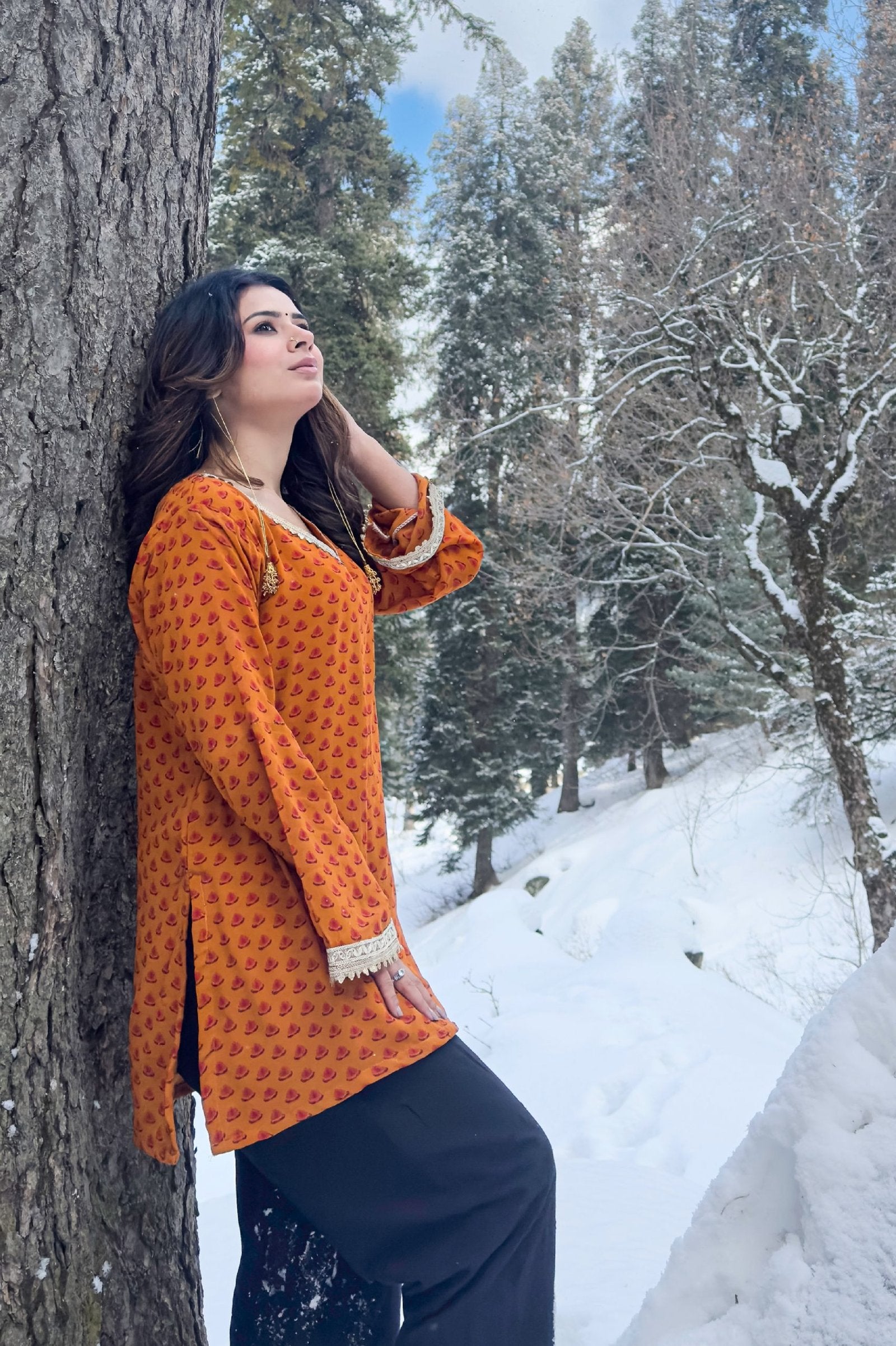 Kashmiri Chinar Mustard Kurti