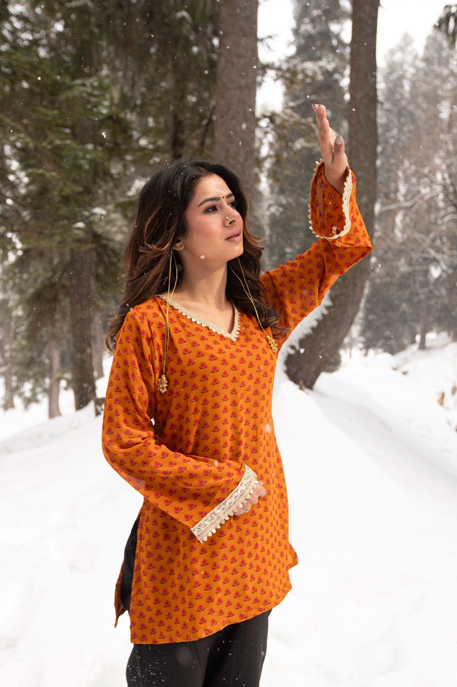 Kashmiri Chinar Mustard Kurti
