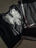 Hand Embroidered Kashmiri Tilla Black Suit Set - Made to order
